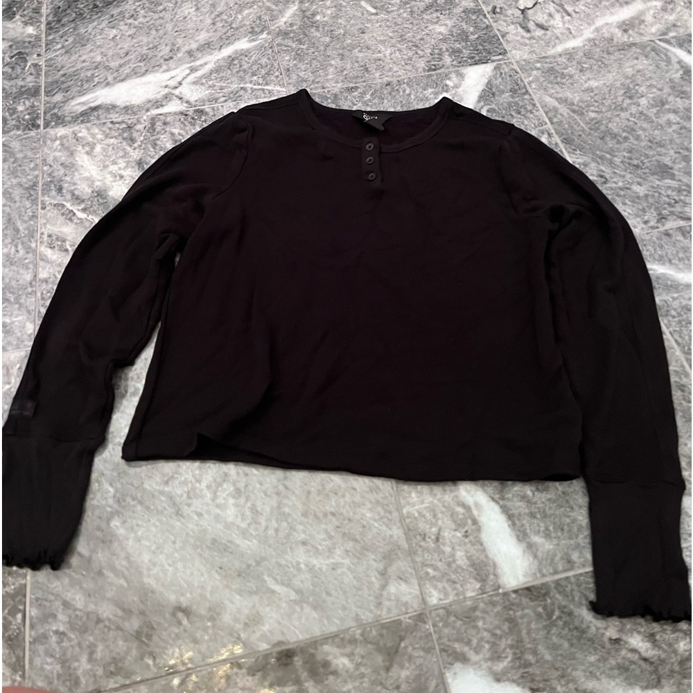 athleta girl - kickin it henley top in black